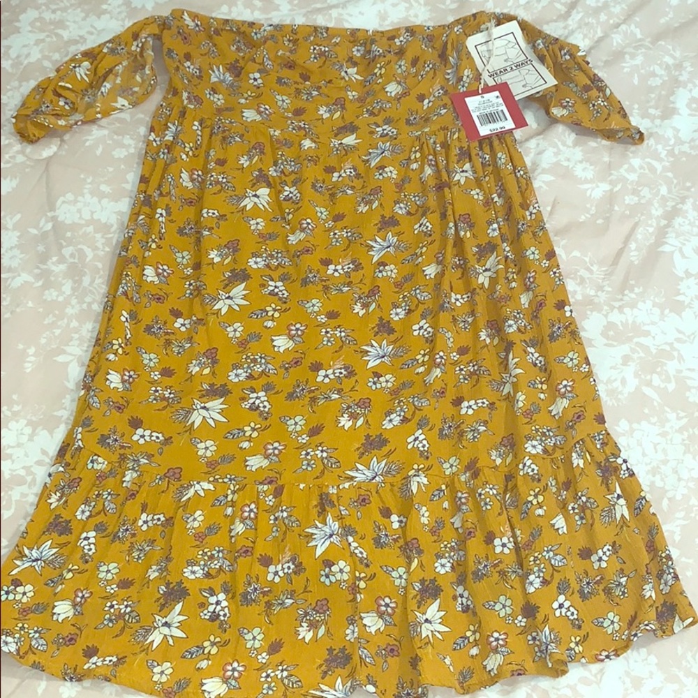 Mustard/floral babydoll dress